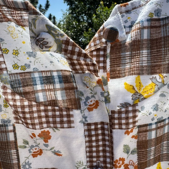 Aryeh Patchwork Cottagecore Sundress M 100% Cotton Pockets Boho Floral Gingham - Picture 5 of 9